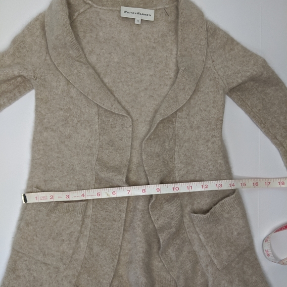 White+Warren Cream Cashmere Open Front Cardigan - Picture 5 of 8